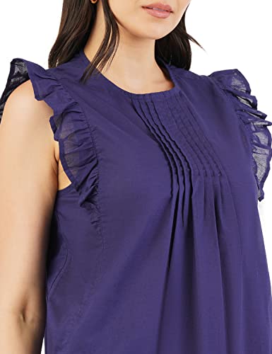 Image of FYLTR Women's Casual Fashion Top -Ruffled Collar & Sleeves, Front Pleat Design