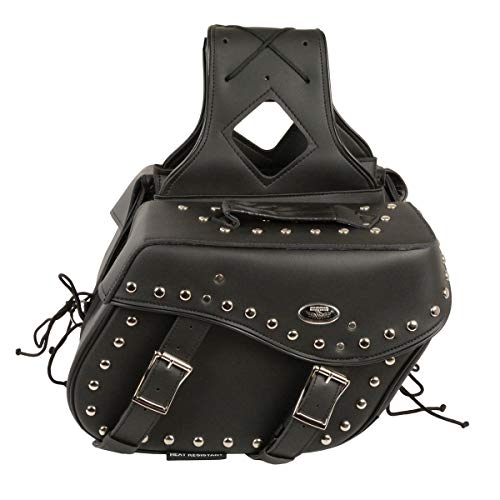 Image of Milwaukee Leather Studded Throw-Over Motorcycle Saddlebags - Synthetic Leather - Universal Fit - Zip-Off - Medium
