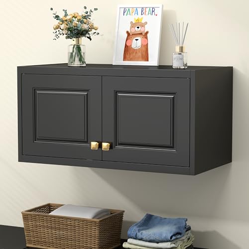 15" Wall Mounted Storage Cabinet, Small Armoire Wardrobe Closet, Small Hanging Cabinet for Bedroom School, Employee, Gym, Armarios De Ropa para Dormitorio, Assembly Required, Black Black 15"