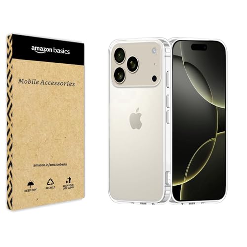Image of amazon basics Compatible with iPhone 17 Pro Case Cover Transparent Non-Slip Hard PC Shockproof Bumper Protective Back Cover - Clear