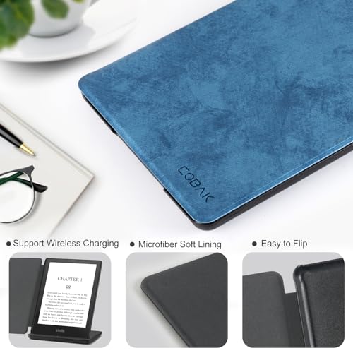 Image of CoBak Case for All New 6 Inch E-Reader 2024 and 2022 (11 Generation) - PU Leather Smart Cover, Auto Sleep and Wake, not Compatible with Kobo Clara.Jeans Blue