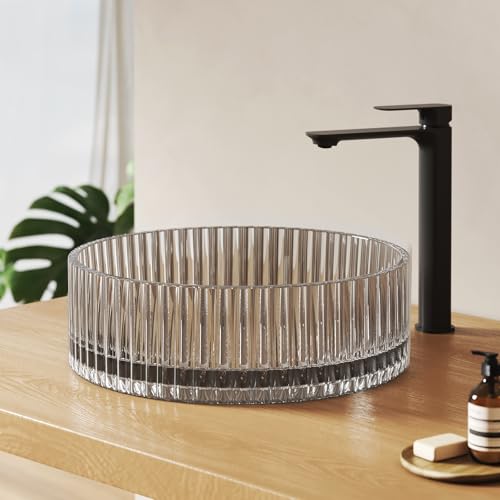 Lavabo de cristal sin agujero que evita salpicaduras en aseos 2