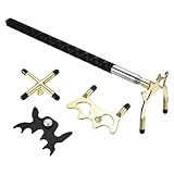 PATIKIL Einziehbarer Billard-Queue-Stick-Brücke, Silikon-Pool-Queue-Zubehör mit abnehmbarem Metall-Niedrig/Hoch/Kreuz-Brückenkopf für Pooltisch-Wettbewerb, Gold/Schwarz