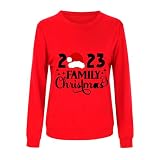iOoppek Conjunto de sudadera con estampado para padres e hijos con cuello redondo, jersey acolchado de manga larga, sudadera informal de cuello redondo para pantalones de pijama para mujer, color