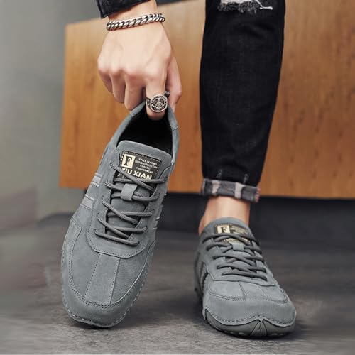Image of Runscbk Men's Retro Handmade Suede Chukka Shoes with Arch Support,Fashion Casual Lightweight Outdoor Sneakers for Hiking Trailing Commuting