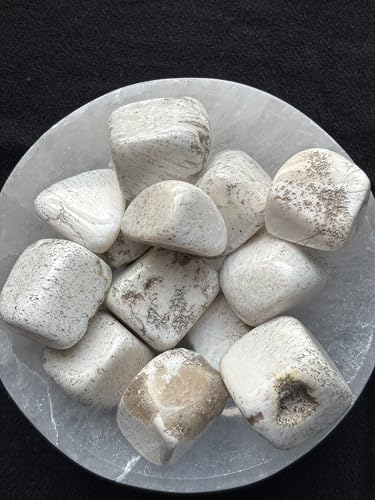 Image of Tumbled Stones, Natural Crystal Healing Stones, Home Office Decor, Aquarium Decorative Pebbles, Vase Fillers (Scolesite, 100)