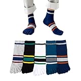 [Lifemaster] 5本指ソックス メンズ 靴下 五本指ソックス クルーソックス 5足セット カラフル 綿 標準厚み おしゃれ 男性くつした カジュアル 春 夏 秋 25-28cm ギフト(5足組-1)