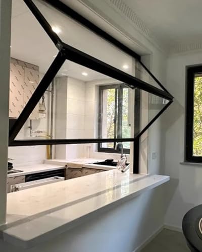 Foldable Replacement Sliding Window with Handle Lock, Double-Hung Design for Commercial Snack Serving, 800x1200mm (31x47in) - Ideal Concession Service Solution