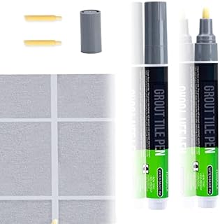 2 PCS Grey Grout Wall Pen Tile Paint Markers Grouting Repair Pen for Floor Kitchen Bedroom Bathrooms Balcony Office Apartment Porch Patio Renew Refresh (2PCS Grey)