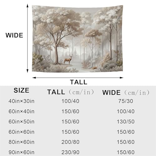 Tapiz de pared para decorar paredes vacías, JRISEMECY bosque vintage de tela 4