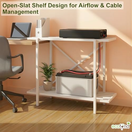 Image of ecofynd 2-Tier UPS Stand for Home and Office, Metal Inverter & Battery Stand, Heavy-Duty Holder for Industrial Use, Secure & Stable Single Battery Stand, Max Load 100 KG, (White, IBS-PS050-WHT)