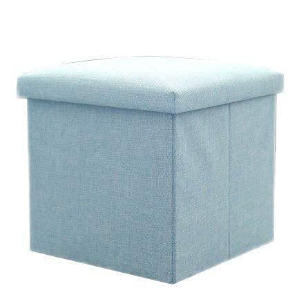 Boîte de pouf pliable bleu en lin pour un salon ordonné et cosy