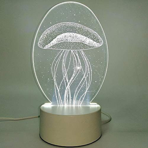Preisvergleich Produktbild 3D nachtlicht USB Plug-in Schalter Schlafzimmer nachttischlampe led kleine tischlampe schlafsaal Dekoration kreative Urlaub Geschenk Quallen DREI-Farbe rot blau lila licht (3 Watt)
