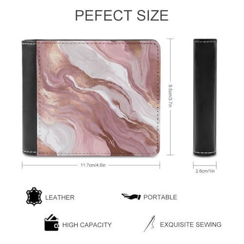 Rose Marble Soft PU Leather Bifold Wallet, Coin Purse Credit Pass Case, Durable Card-Holder Slim Billfold for Men Woman Money Storage2