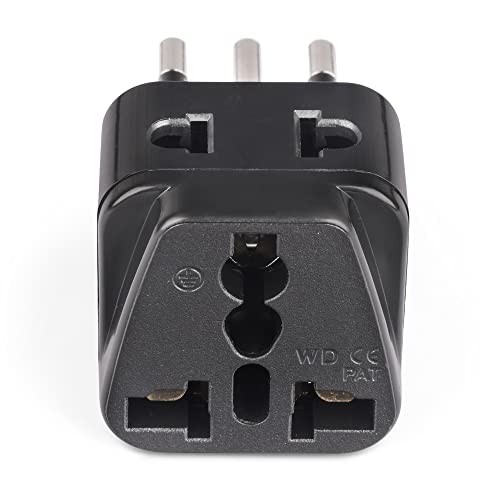 Image of Orei India to Italy, Libya, Chile & More (Type L) Travel USB Adapter Plug - 2 in 1 - Ce Certified - Rohs Compliant -Black Color (Db12A-Blk)