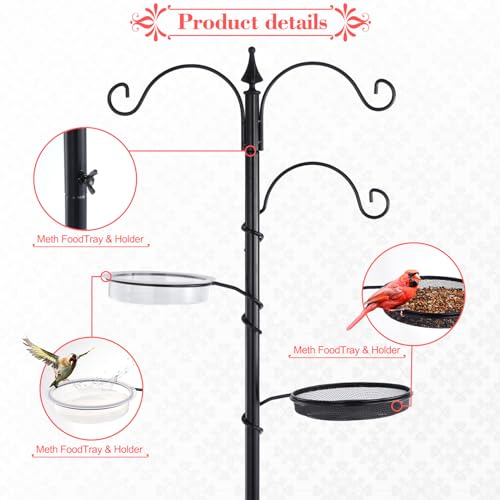 Backyard Expressions Bird Feeding Station Kit - 77 Inch Bird Feeder Pole With 5 Prong Base, Wild Bird Feeder Stand thumb #3
