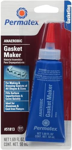 Permatex 51813 Anaerobic Gasket Maker, 50 ml Tube , Red, Packagin...