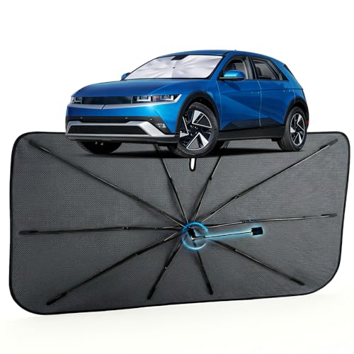 Image of Car Windshield Sun Shade for Hyundai IONIQ 5 2022-2026 -[Reflective Coated Fabric] Sunshade Umbrella for Front Window, Car Shades Sun Visor Keep Car Cool and Protects Interior, 1:1 Exact Fit