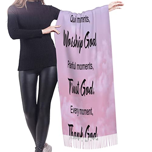 Christian Inspirational with Spiritual Bible Verse Religious Prayer Healing Scarf Pashmina Shawls Wraps Dress Wedding, WJ0620R14, 77''x27''2