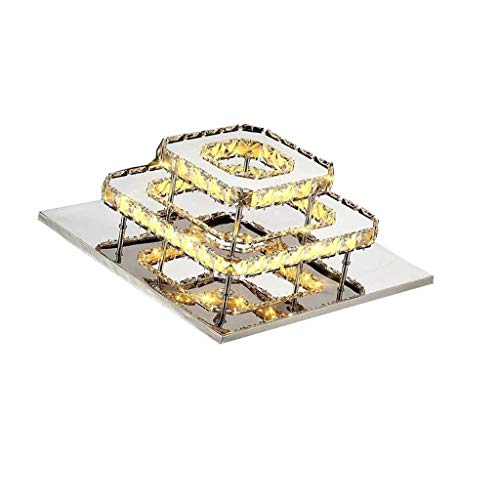 Lustre en acier inoxydable et cristal LED 36W plafonnier ambre luxe