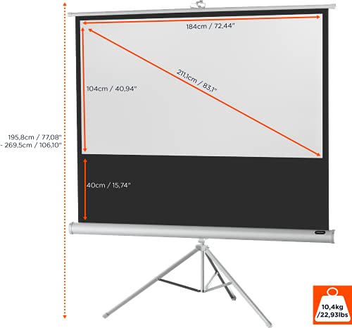 celexon Economy Stativ-Leinwand wei&szlig; 85 | 184x104 cm 16:9 | mobil transportable 4K, Full-HD Beamerleinwand mit manuellem Rollauszug f&uuml;r Heimkino, B&uuml;ro & Outdoor | inkl. Standfu&szlig; + Tragegriff
