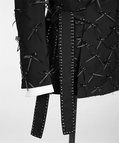 Men’s Suit 3D Handmade Bow 2 Piece Slim Fit Diamond Tie Luxury Blazer Jacket Pants Tuxedo Set for Dinner,Prom,Wedding4