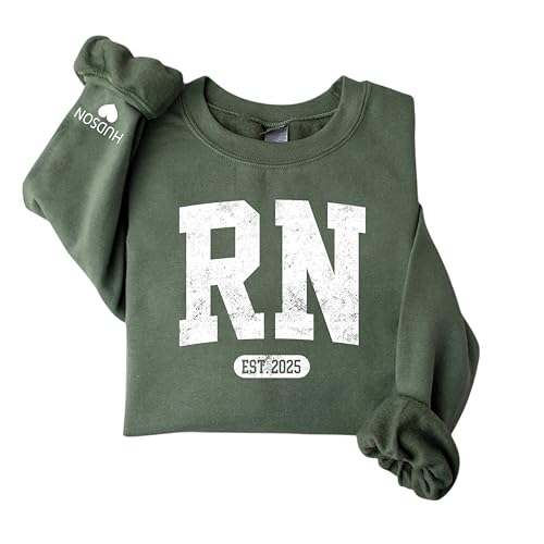 CHILLEVER Custom Registered Nurse Sweatshirt, Personalized RN Crewneck, Nurses Appreciation Gifts, Gift for Nursing Student