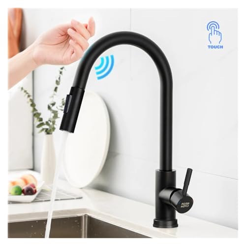 Grifo de cocina con sensor táctil inteligente y función extraíble fluida 6
