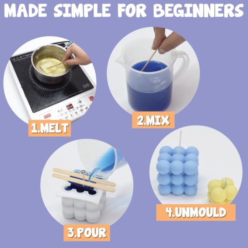 Image of Kalakaram DIY Scented Bubble Candle Making Kit for Beginners | Soy Wax Candle Craft Kit with Silicone Molds, Fragrance, Colors & Tools | Art & Craft Set for Kids & Adults | Home Decor & Birthday Gift