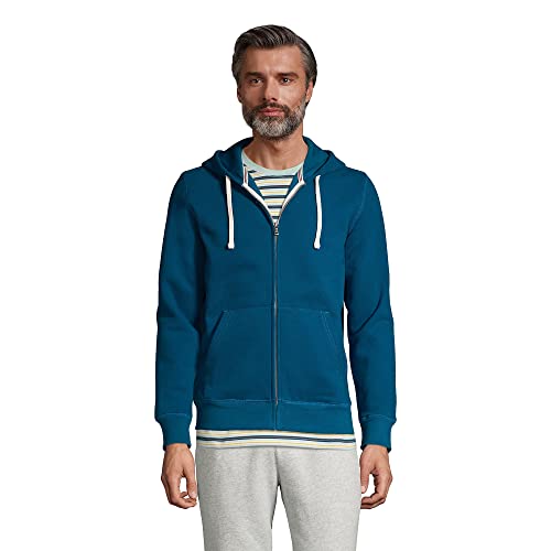 Lands' End Mens Serious Sweats Full Zip Hoodie Baltic Teal Regular Large