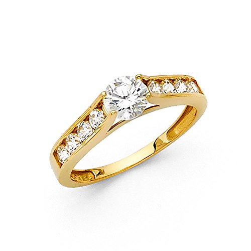 Sonia Jewels 14k Yellow Gold Cubic Zirconia CZ Engagement Ring