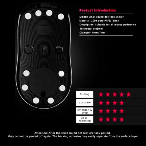 Image of Sage Universal PTFE Mouse Pads for All Mice, Ultra Smooth and Durable, 3M Adhesive, Round White Dots (40 Pack)