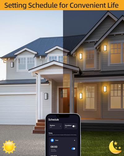 Image of RAYVO Outdoor Wall Light, 1500LM RGBCW Smart Porch Lights Color Changing Exterior Lighting Fixtures, IP65 Waterproof Outdoor Sconce Lights for House Compatible with Alexa Google Assistant, ETL Listed
