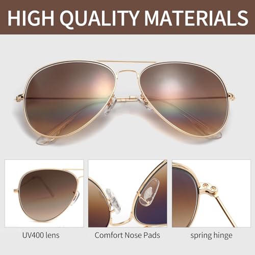 JIMMY SUNSHINE 3 Pack Classic Aviator Sunglasses for Men Women - Driving Eyewear with Real Glass Lens for UV Blocking3