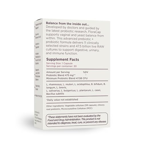 Image of FloraCap Vaginal Probiotics for Women - 30 Oral Capsules - Heale Doctor Formulated Probiotics for Feminine Health, pH, Urinary Tract & Healthy Vaginal Flora - Reduce Odor, Itching, & Discomfort