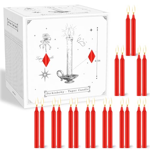 100 Pack Red Spell Chime Candles, 4 Inch Small Taper Candles for Rituals | Witch Candle Sticks for Witchcraft, Wiccan Supplies, Meditation, Prayer, Wax Play, Christmas, Wedding