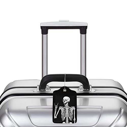 Teery-YY Rock and Roll Esqueleto Caveira Boho Hippie Padrão 2 Peças, Etiquetas de Bagagem, Cartão de