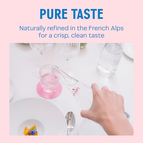 Image of evian Natural Mineral Water Glass Bottle, Drinking Water, 750ml, Case of 12