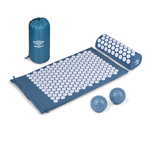 Umbro Acupressure Mat with Pillow - Back Pain Relief Products - Acupuncture Mat - Massage Mat - Nail Bed - Acupressure for Pain Relief - 42x71 cm - Blue