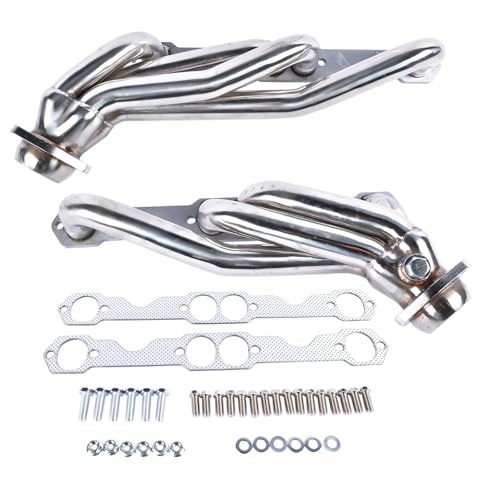 TEKKOAUTO Short Tube Headers Stainless Steel Replacement for Chevy C1500 C2500 K1500 K2500 Silverado Sierra 1988-1995 GMC Suburban Blazer Jimmy Tahoe Yukon 305 350 5.0L 5.7L 1992-1995