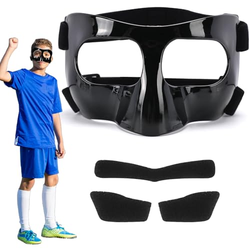 STFALI Maschera nasale da calcio, maschera sportiva, maschera per ernia nasale, taglia piccola con imbottitura, per bambini e ragazzi, fascia elastica regolabile