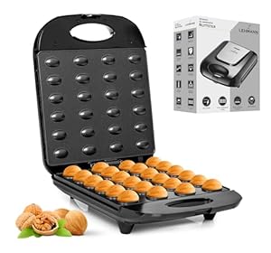 Lehmann Elektrischer Nussbäcker mit Antihaftbeschichtung | 1700 Watt | Nussmaker für 24 Nusshälften | Backautomat für Nüsse | Nuss Waffeleisen für Oreschki und Nusswaffeln
