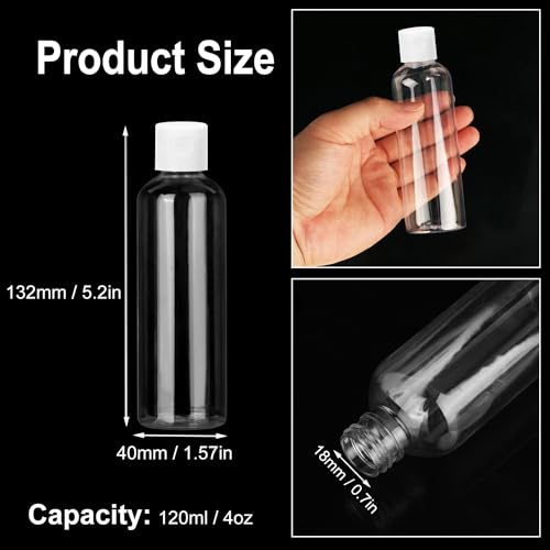 80 Pack 4 oz Plastic Bottles with White Top Caps, Clear Empty Bottles, Cosmetic Containers for Lotion and Shampoo, Travel-Friendly Bottles, BPA-Free for Liquids and Personal Care2