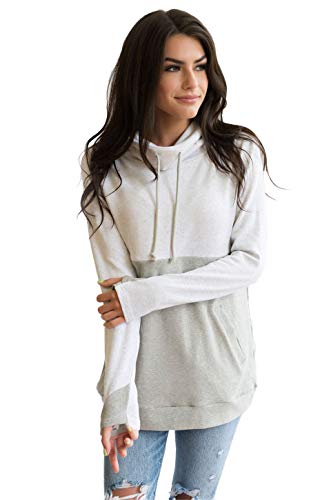 Image of Nursing Queen Cowl Neck Colorblock Nursing Pullover Top - Gray/Light Gray