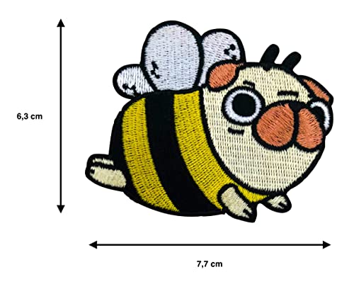 Urbanski Patch Süßer Mops Hund in Bienenkostüm zum Aufbügeln 6,3 x 7,7 cm | Aufnäher Applikation Bügelbild