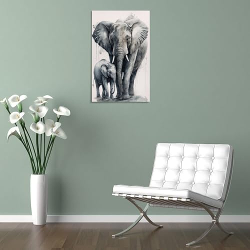 Poster éléphant maman et bébé 40x60 cm pour déco de chambre