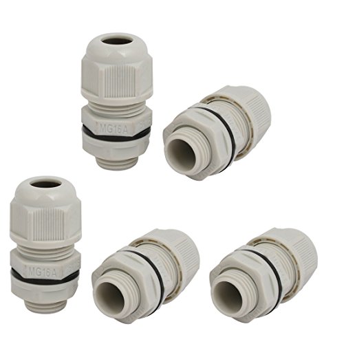 Aexit M16x1.5mm 2.4mm-3.4mm Transmission Nylon 4 Holes Adjustable Cables Gland Connector Gray 5pcs