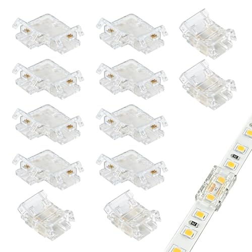12 Pièces Connecteur LED RGB 4 Pin 10mm, Connecteur Bande LED 4 Pin 10mm avec 8 Formes L et 4 Raccords Droits, Pour Ruban RGB 12V/24V, Transparent et Sans...