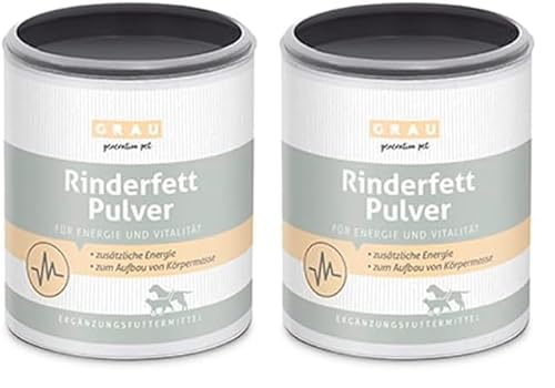 GRAU - l’Original - Poudre de Graisse de bœuf, Le Fournisseur d’énergie Rapide avec Une teneur en Graisse de 80%, Pack de 1 (1 x 50 g), complément Alimentaire pour Chiens et Chats (Lot de 2)