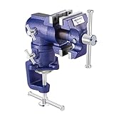 WORKPRO Dual Jaws Table Vise 2.5' & 1.5', 360° Swivel Clamp-On Bench Vise for Woodworking, Metalworking, DIY, Multi-position Small Portable Vise, Mini Vice Clamp for Workbench, Golf Club Regripping